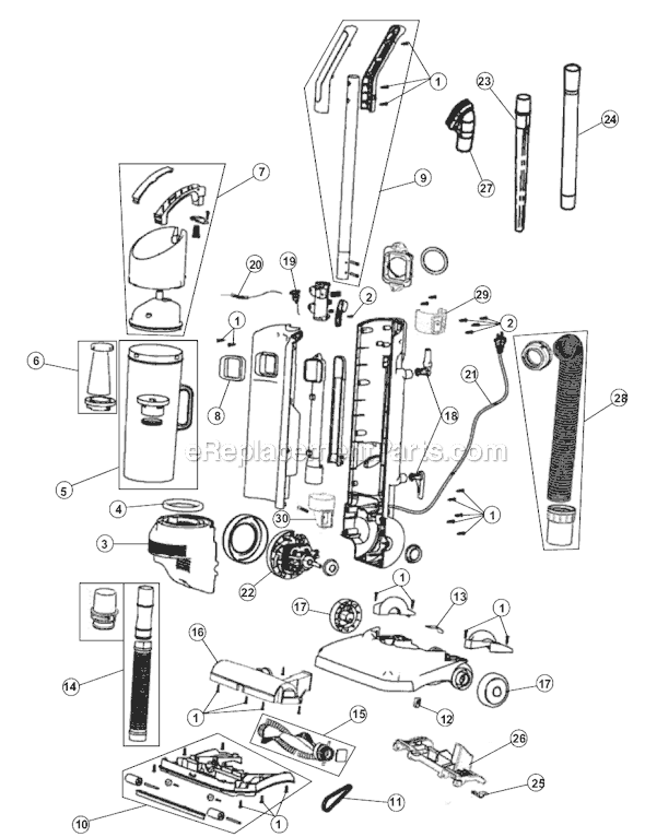 Page A Diagram and Parts List for M084611  Dirt Devil Upright Vacuum